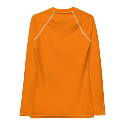 Michigan Upper Peninsula Rash Guard (w/ UP USA Flag) | Women's - Safety Orange