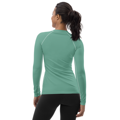 Michigan Upper Peninsula Rash Guard (w/ UP Outline) | Women's - Metallic Mint Green