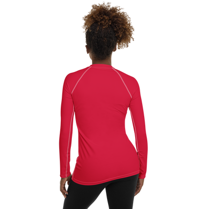 Michigan Upper Peninsula Rash Guard (w/ UP Outline) | Women's - Lighthouse Red