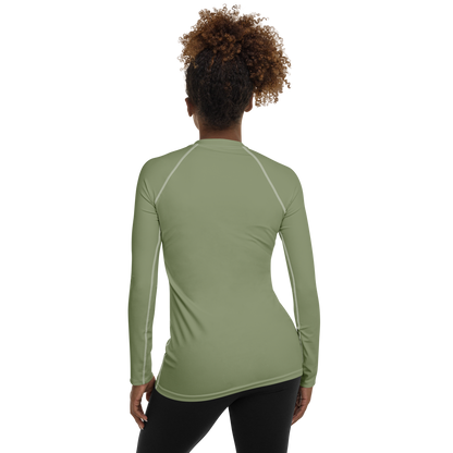 Michigan Upper Peninsula Rash Guard (w/ UP Outline) | Women's - Beachgrass Green