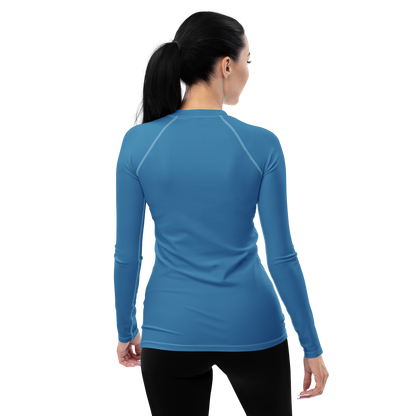 Michigan Upper Peninsula Rash Guard (w/ UP Outline) | Women's - Lake Michigan Blue