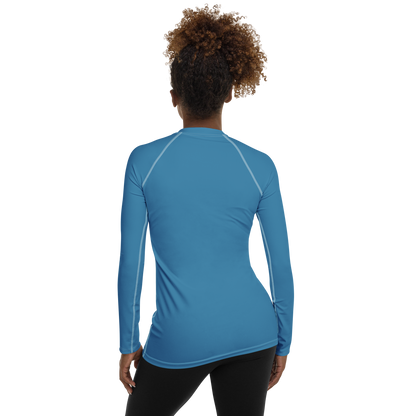 Michigan Upper Peninsula Rash Guard (w/ UP Outline) | Women's - Lake Michigan Blue