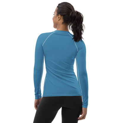 Michigan Upper Peninsula Rash Guard (w/ UP Outline) | Women's - Lake Michigan Blue