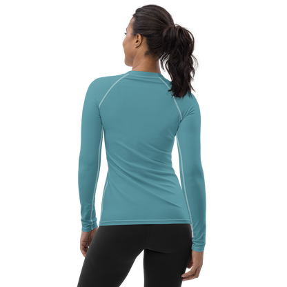 Michigan Upper Peninsula Rash Guard (w/ UP Outline) | Women's - Lake Huron Blue