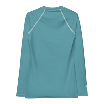 Michigan Upper Peninsula Rash Guard (w/ UP Outline) | Women's - Lake Huron Blue