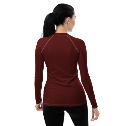 Michigan Upper Peninsula Rash Guard (w/ UP Outline) | Women's - Cherrywood Color