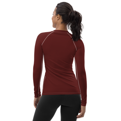 Michigan Upper Peninsula Rash Guard (w/ UP Outline) | Women's - Cherrywood Color