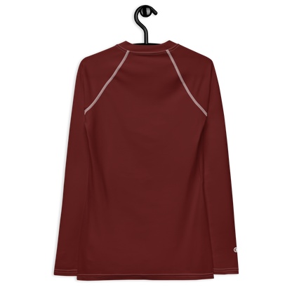 Michigan Upper Peninsula Rash Guard (w/ UP Outline) | Women's - Cherrywood Color