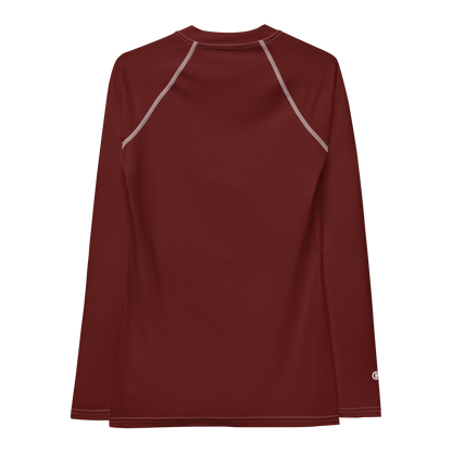 Michigan Upper Peninsula Rash Guard (w/ UP Outline) | Women's - Cherrywood Color