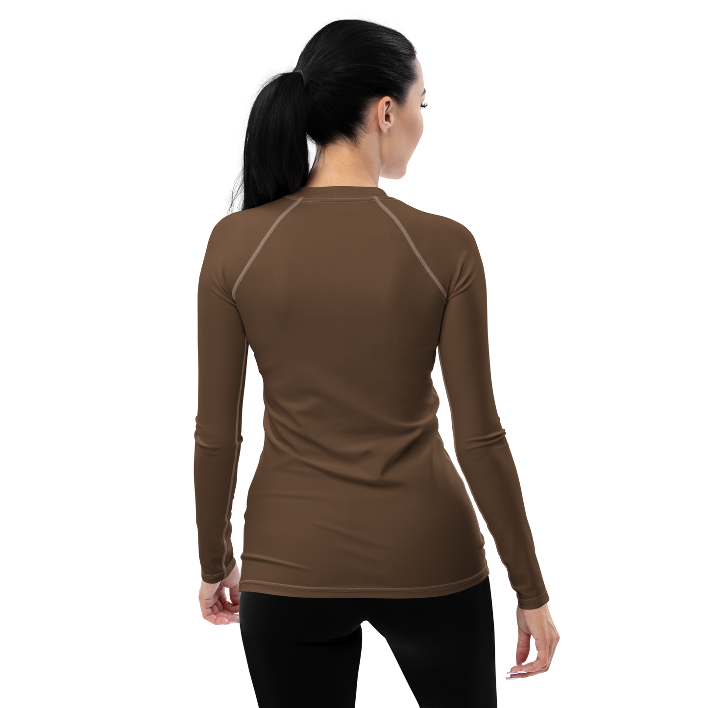 Michigan Upper Peninsula Rash Guard (w/ UP Outline) | Women's - Coffee Color