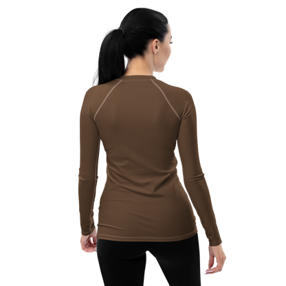 Michigan Upper Peninsula Rash Guard (w/ UP Outline) | Women's - Coffee Color