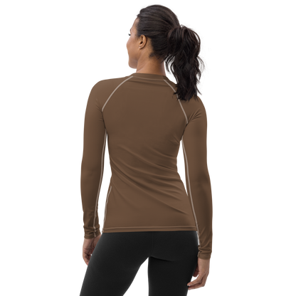 Michigan Upper Peninsula Rash Guard (w/ UP Outline) | Women's - Coffee Color