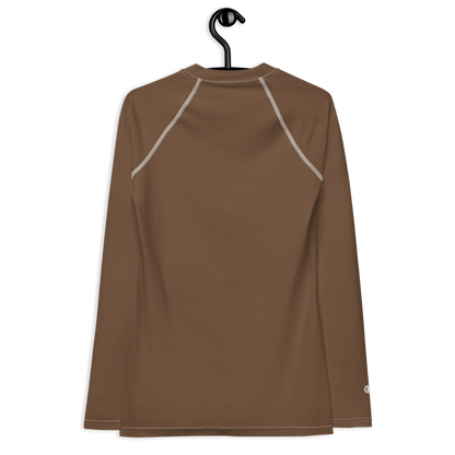 Michigan Upper Peninsula Rash Guard (w/ UP Outline) | Women's - Coffee Color