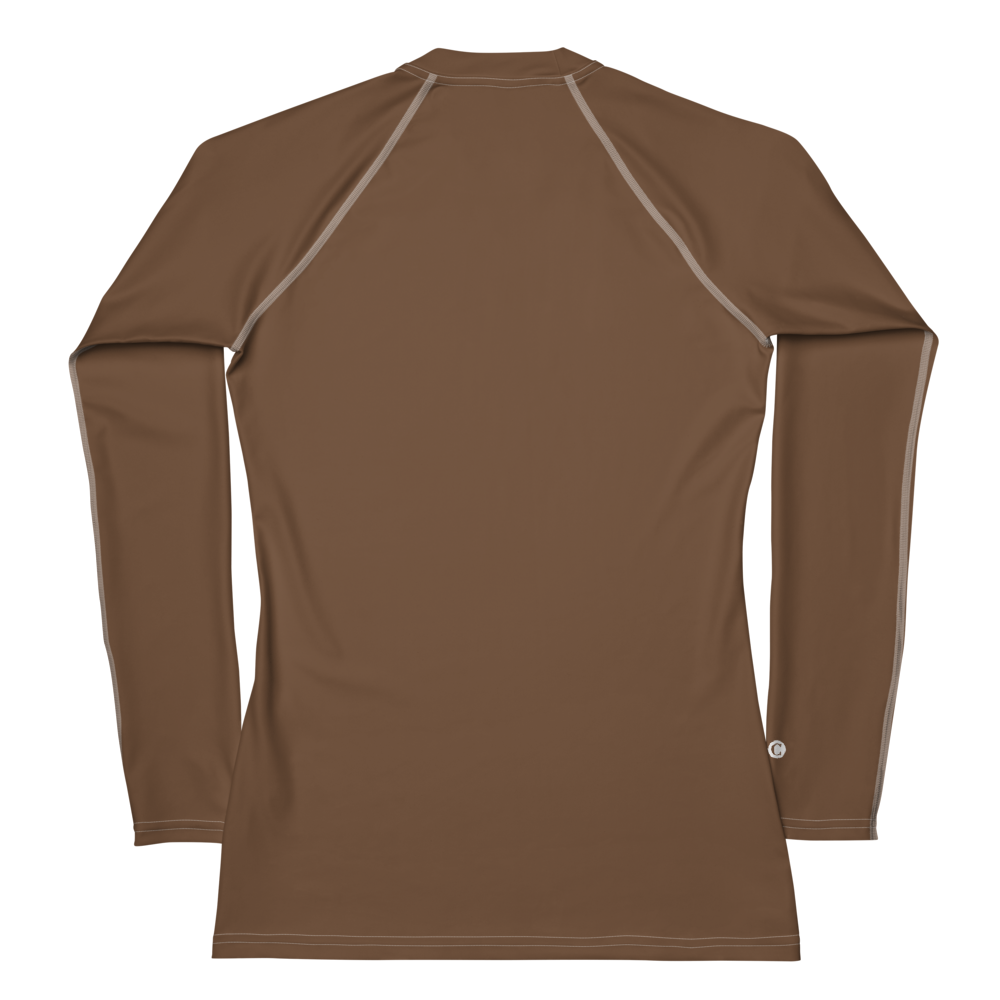 Michigan Upper Peninsula Rash Guard (w/ UP Outline) | Women's - Coffee Color