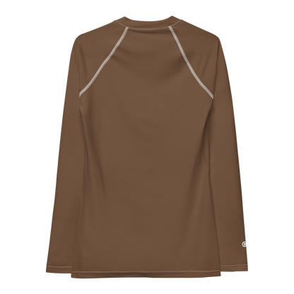 Michigan Upper Peninsula Rash Guard (w/ UP Outline) | Women's - Coffee Color