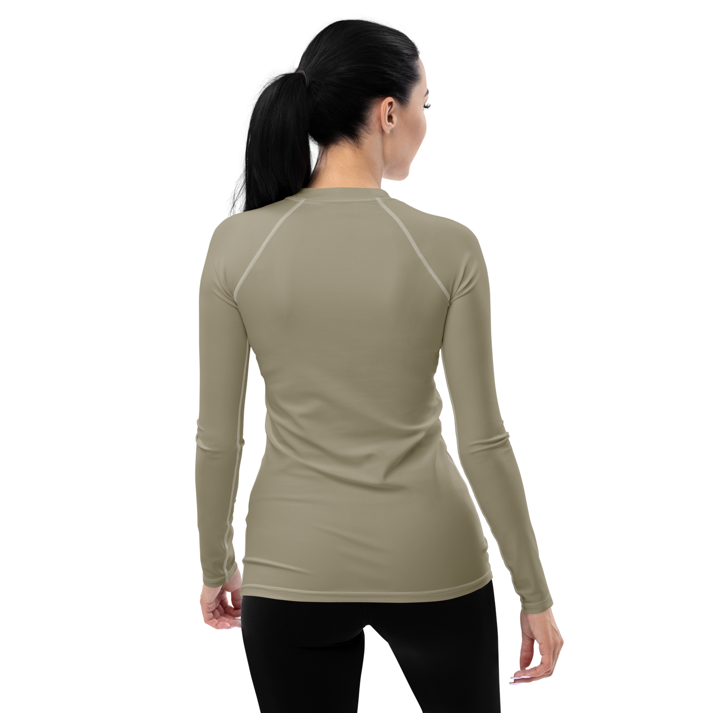 Michigan Upper Peninsula Rash Guard (w/ UP Outline) | Women's - Petoskey Stone Beige