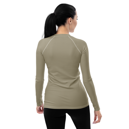 Michigan Upper Peninsula Rash Guard (w/ UP Outline) | Women's - Petoskey Stone Beige