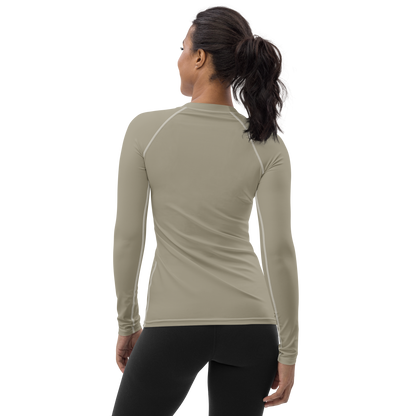 Michigan Upper Peninsula Rash Guard (w/ UP Outline) | Women's - Petoskey Stone Beige