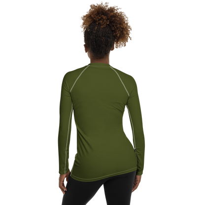 Michigan Upper Peninsula Rash Guard (w/ UP Outline) | Women's - Army Green