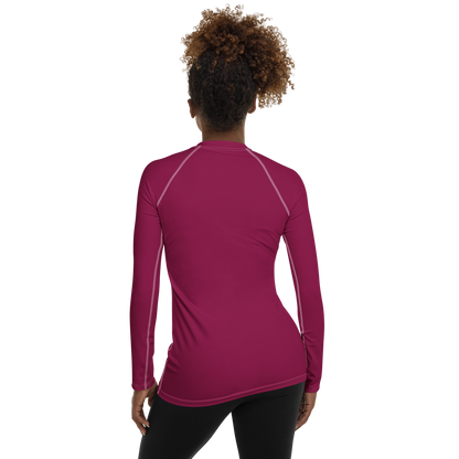 Michigan Upper Peninsula Rash Guard (w/ UP Outline) | Women's - Ruby Red