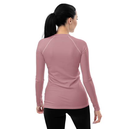 Michigan Upper Peninsula Rash Guard (w/ UP Outline) | Women's - Cherry Blossom Pink