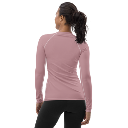 Michigan Upper Peninsula Rash Guard (w/ UP Outline) | Women's - Cherry Blossom Pink