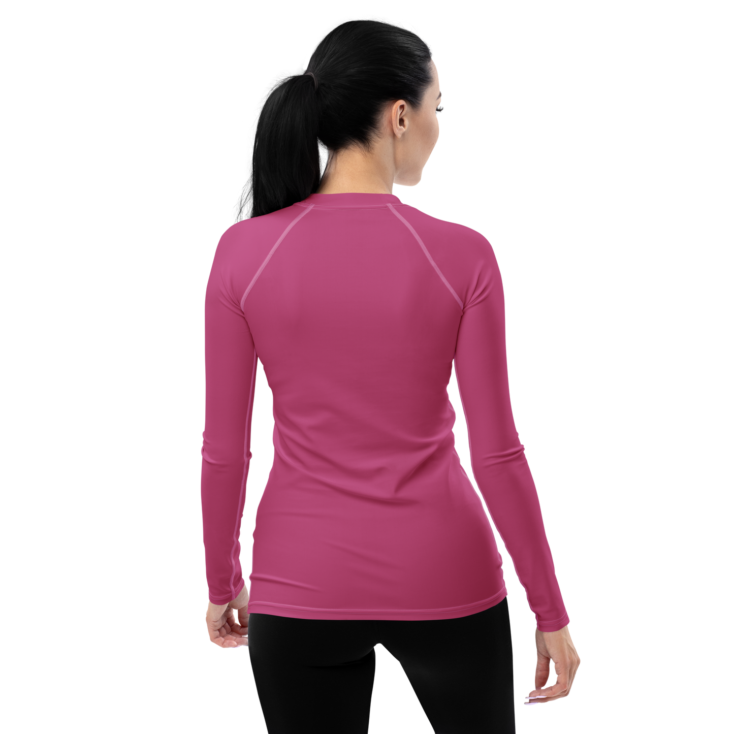 Michigan Upper Peninsula Rash Guard (w/ UP Outline) | Women's - Apple Blossom Pink