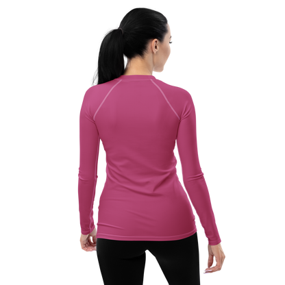 Michigan Upper Peninsula Rash Guard (w/ UP Outline) | Women's - Apple Blossom Pink