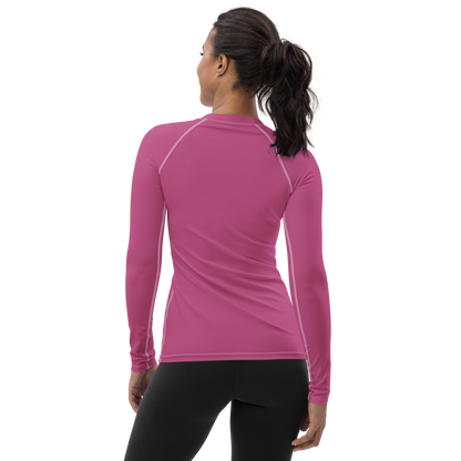 Michigan Upper Peninsula Rash Guard (w/ UP Outline) | Women's - Apple Blossom Pink