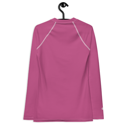 Michigan Upper Peninsula Rash Guard (w/ UP Outline) | Women's - Apple Blossom Pink