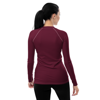 Michigan Upper Peninsula Rash Guard (w/ UP Outline) | Women's - Old Mission Burgundy