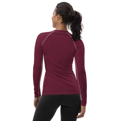 Michigan Upper Peninsula Rash Guard (w/ UP Outline) | Women's - Old Mission Burgundy