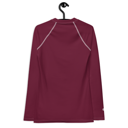 Michigan Upper Peninsula Rash Guard (w/ UP Outline) | Women's - Old Mission Burgundy