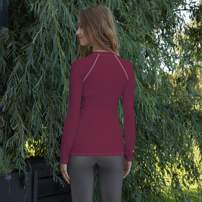 Michigan Upper Peninsula Rash Guard (w/ UP Outline) | Women's - Old Mission Burgundy