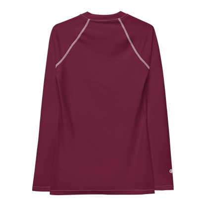 Michigan Upper Peninsula Rash Guard (w/ UP Outline) | Women's - Old Mission Burgundy