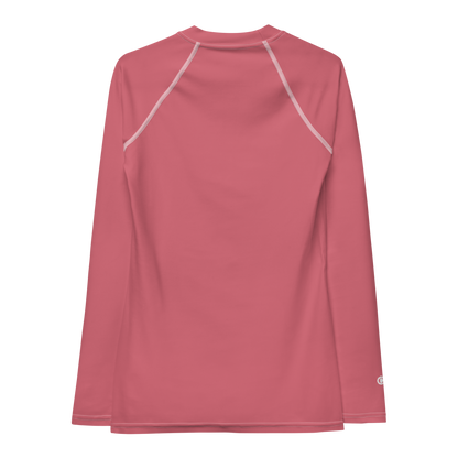 Michigan Upper Peninsula Rash Guard (w/ UP Outline) | Women's - Watermelon Pink