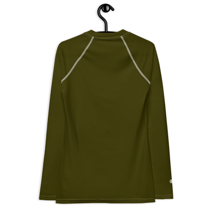 Michigan Upper Peninsula Rash Guard (w/ UP Outline) | Women's - Military Green