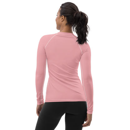 Michigan Upper Peninsula Rash Guard (w/ UP Outline) | Women's - Strawberry Pink