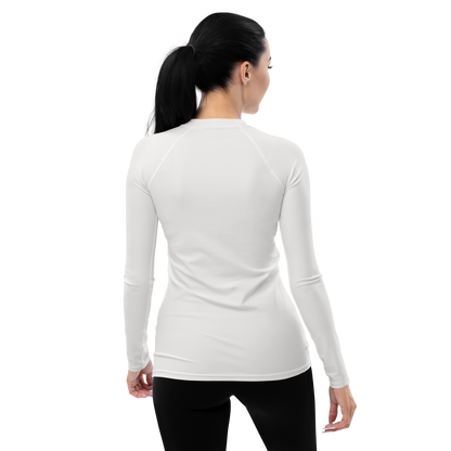 Michigan Upper Peninsula Rash Guard (w/ UP Outline) | Women's - Birch Bark White