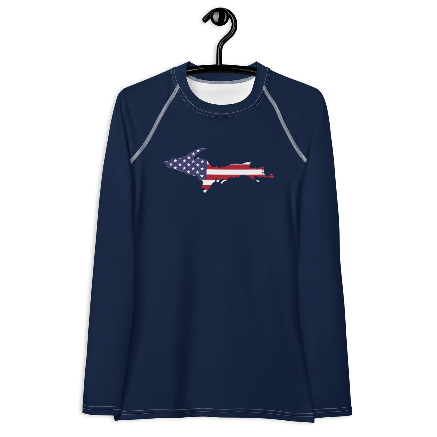 Michigan Upper Peninsula Rash Guard (w/ UP USA Flag) | Women's - Navy