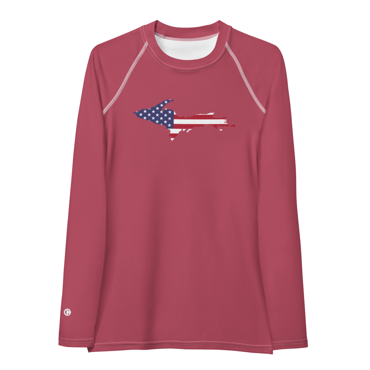 Michigan Upper Peninsula Rash Guard (w/ UP USA Flag) | Women's - Popstar Pink