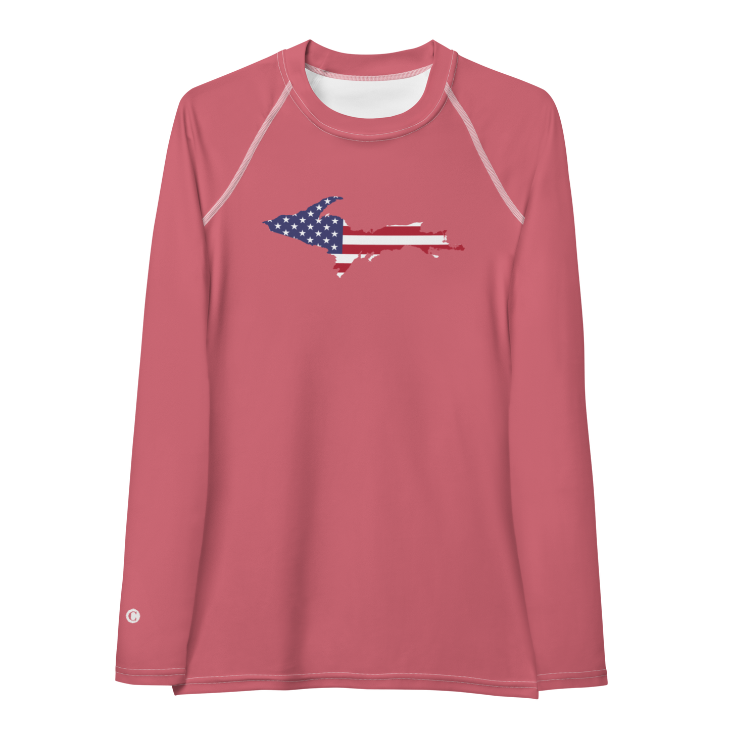 Michigan Upper Peninsula Rash Guard (w/ UP USA Flag) | Men's - Watermelon Pink