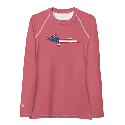 Michigan Upper Peninsula Rash Guard (w/ UP USA Flag) | Men's - Watermelon Pink