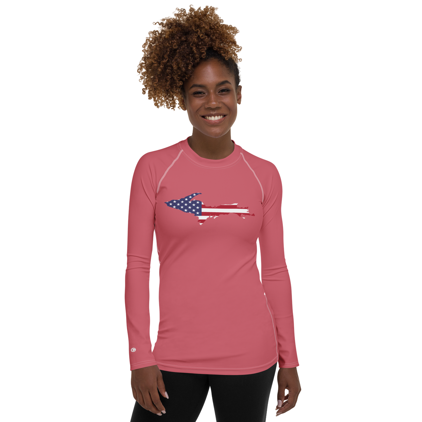 Michigan Upper Peninsula Rash Guard (w/ UP USA Flag) | Men's - Watermelon Pink