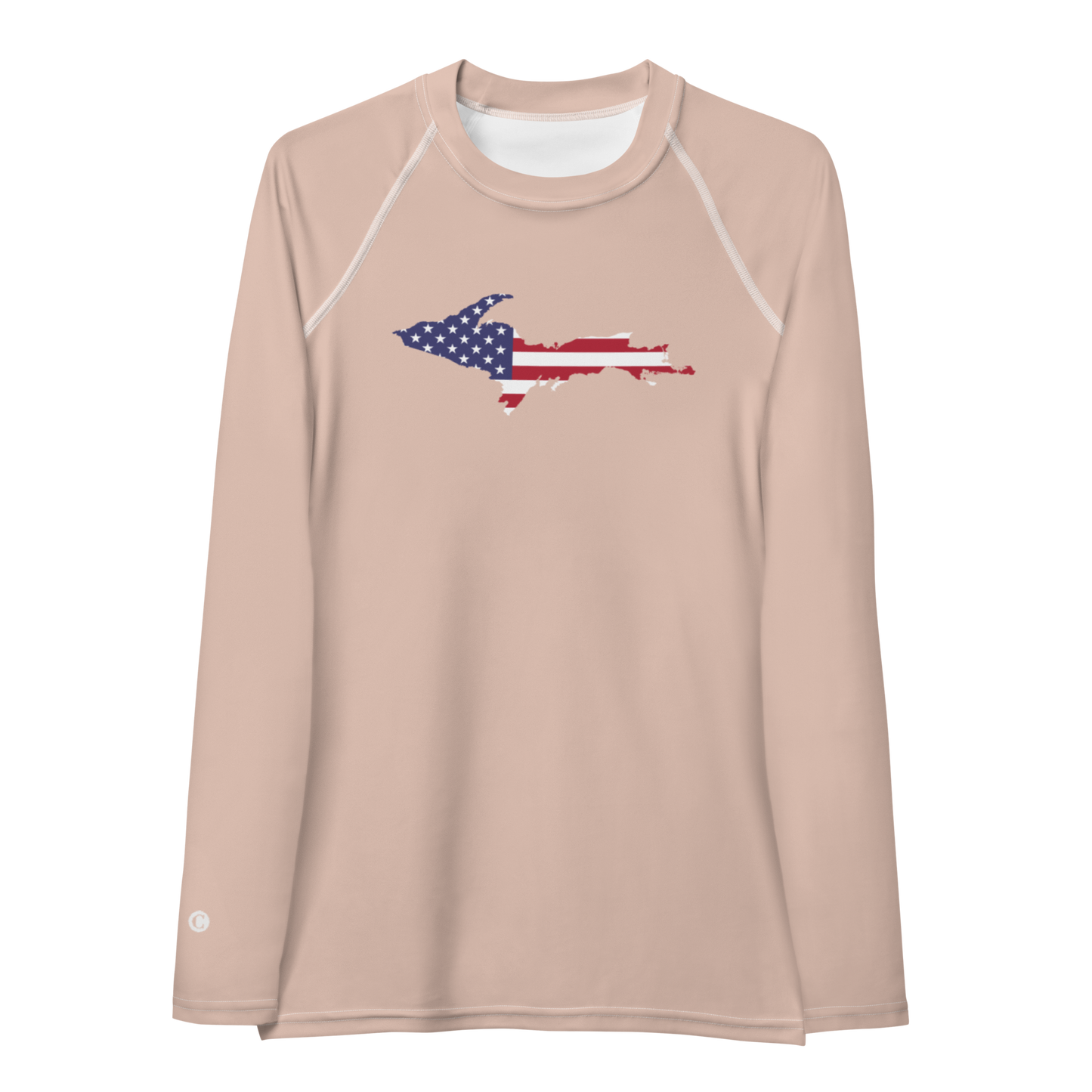 Michigan Upper Peninsula Rash Guard (w/ UP USA Flag) | Women's - Rose Gold