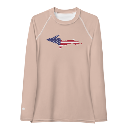 Michigan Upper Peninsula Rash Guard (w/ UP USA Flag) | Women's - Rose Gold