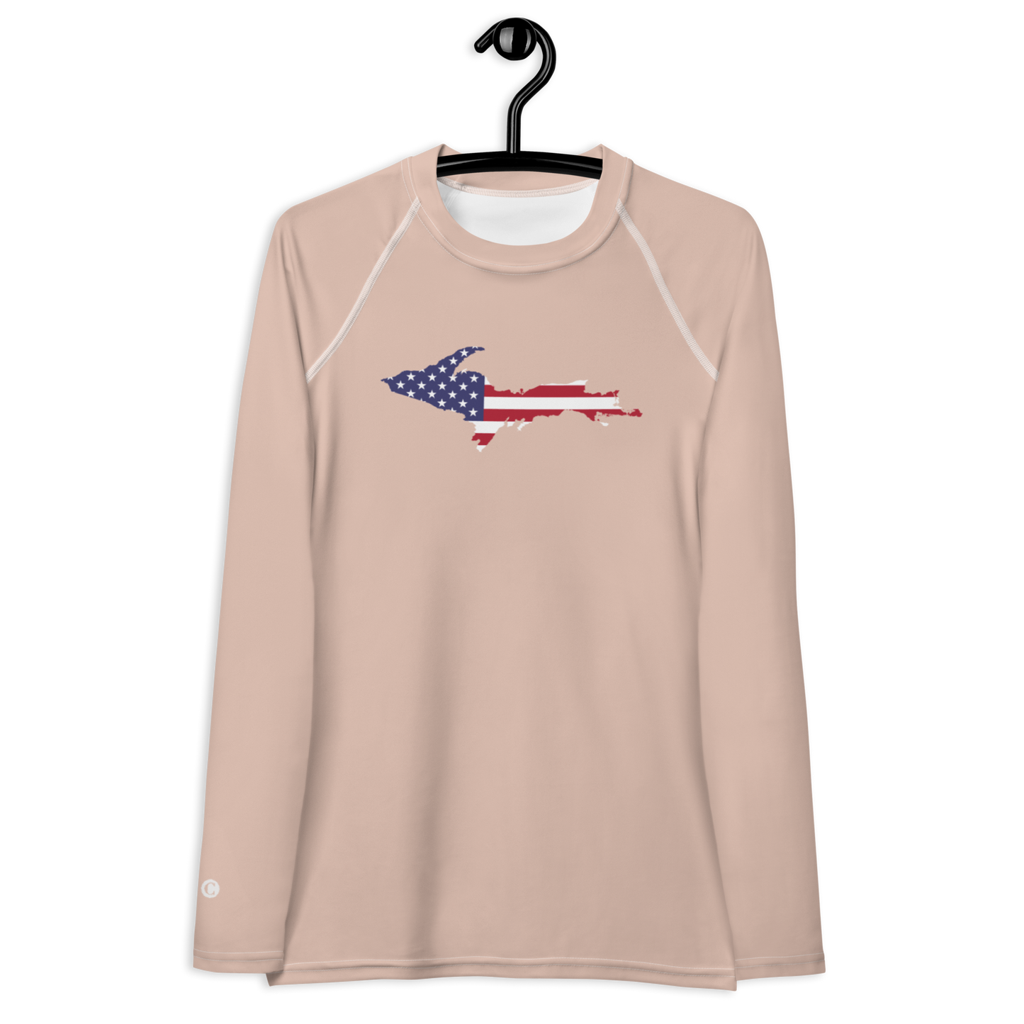 Michigan Upper Peninsula Rash Guard (w/ UP USA Flag) | Women's - Rose Gold