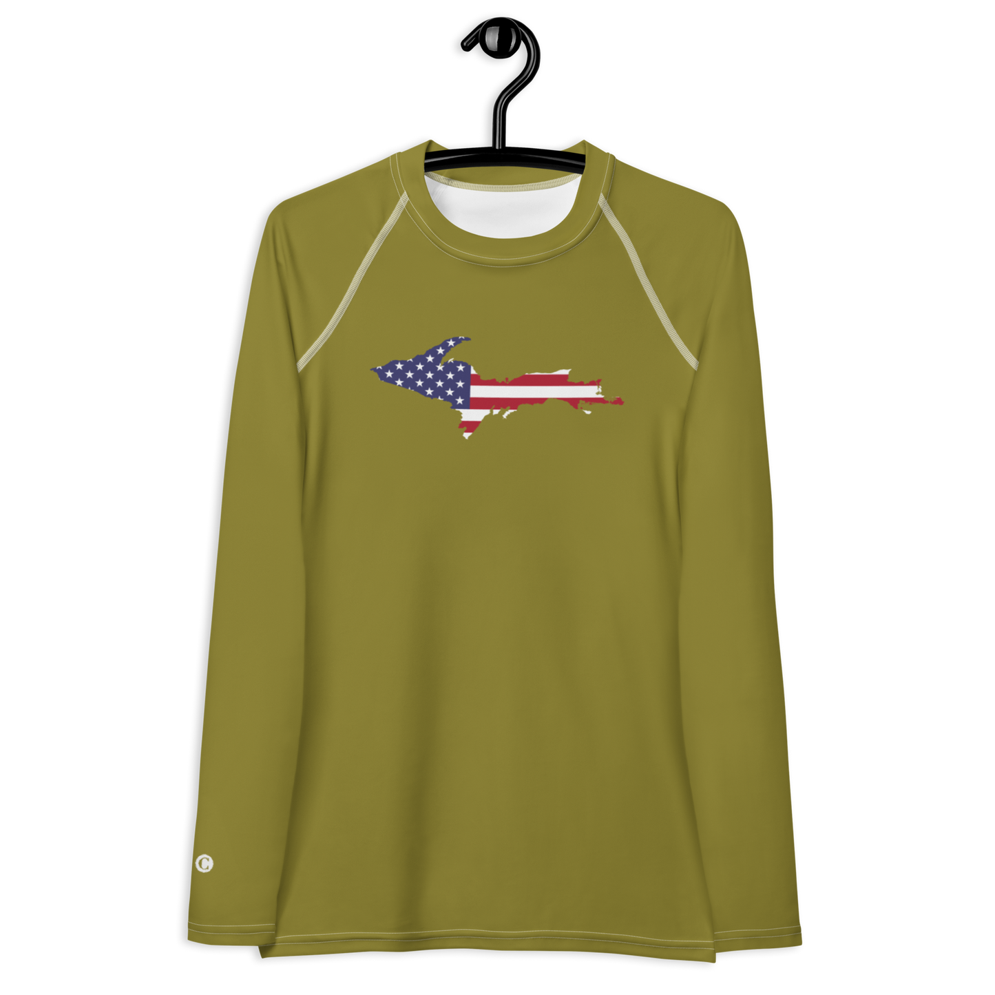 Michigan Upper Peninsula Rash Guard (w/ UP USA Flag) | Women's - Scrub Gold