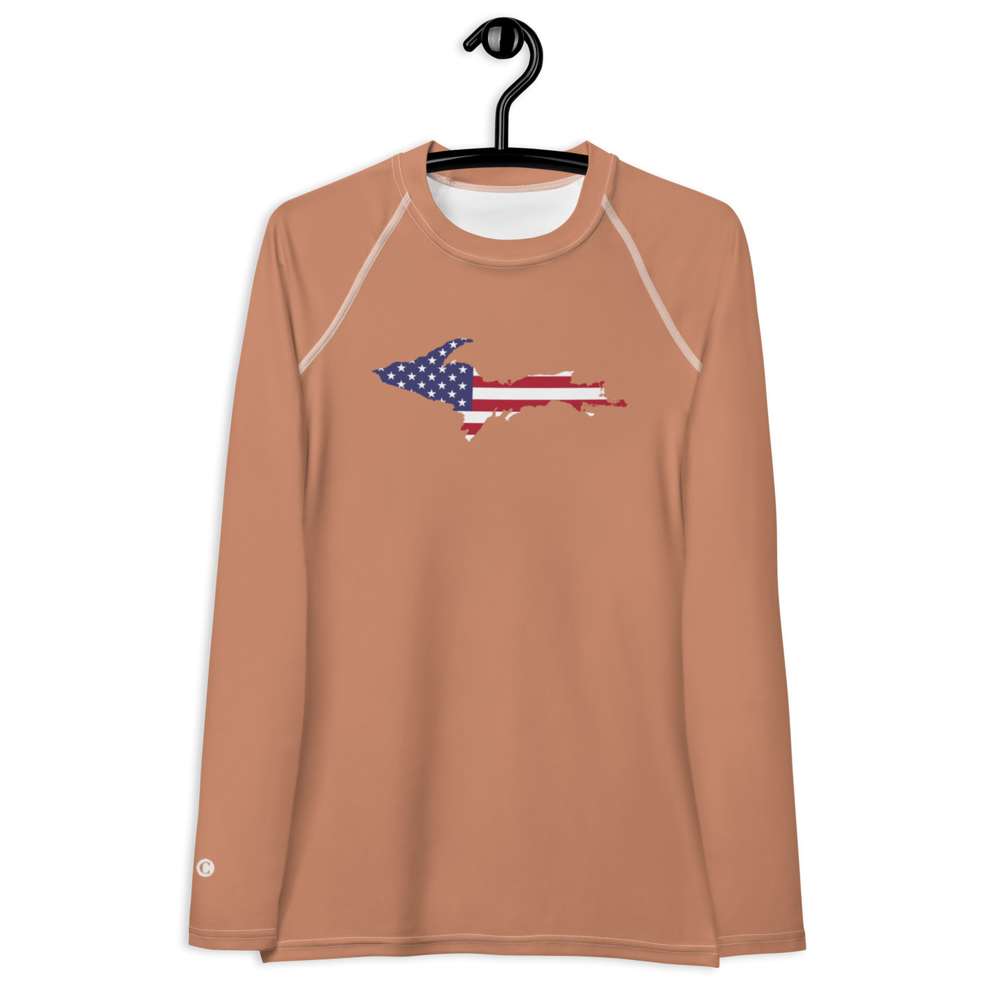 Michigan Upper Peninsula Rash Guard (w/ UP USA Flag) | Women's - Copper Color