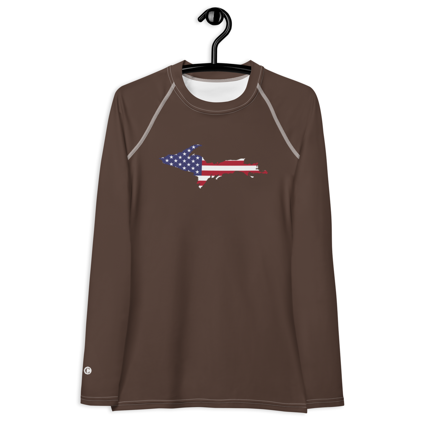 Michigan Upper Peninsula Rash Guard (w/ UP USA Flag) | Women's - Hickory Color